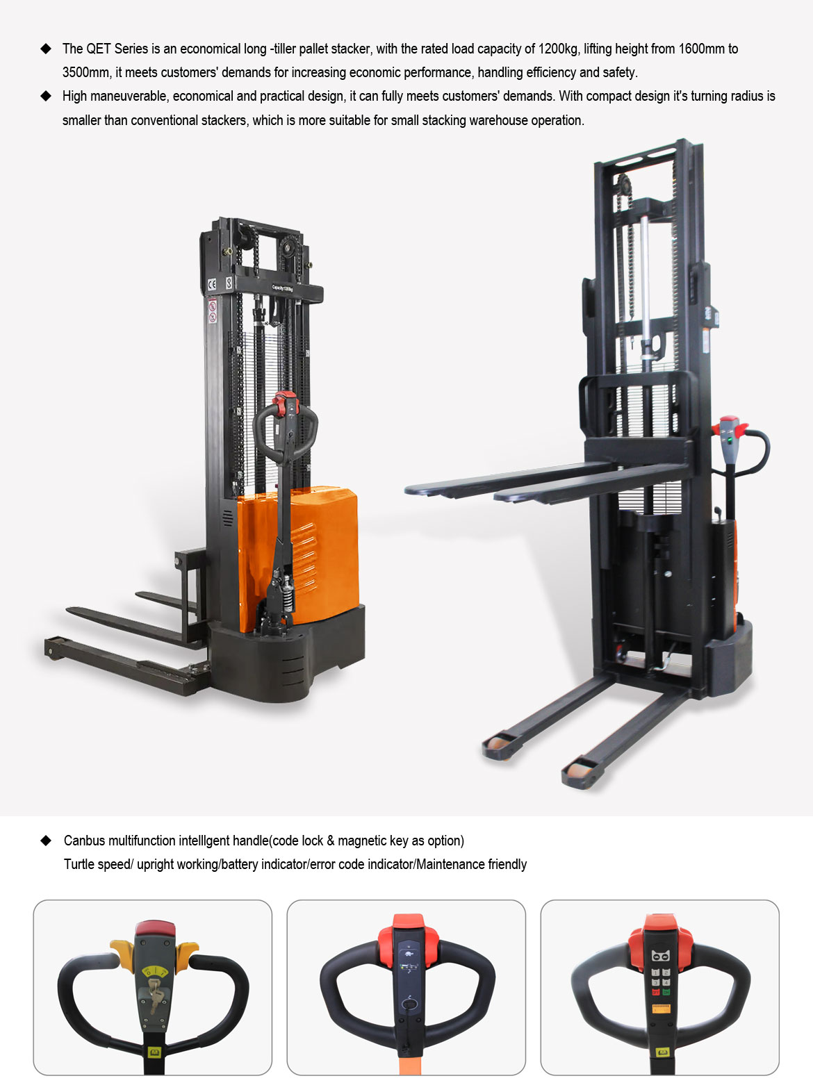 Electric Walkie Stacker for Light-duty Applications-with straddle leg