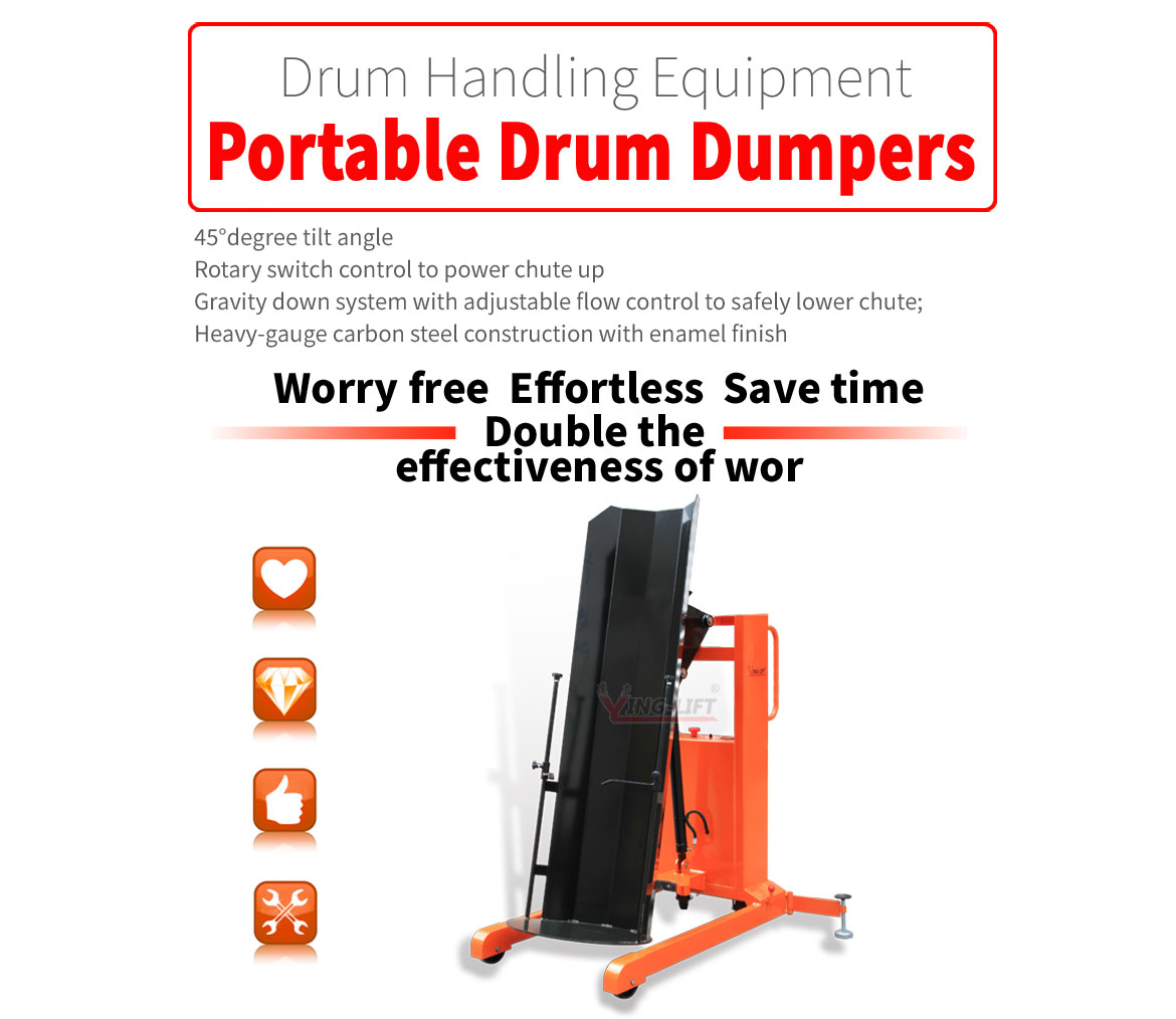 400kg capacity Drum Dumper with 1500mm dumpering height