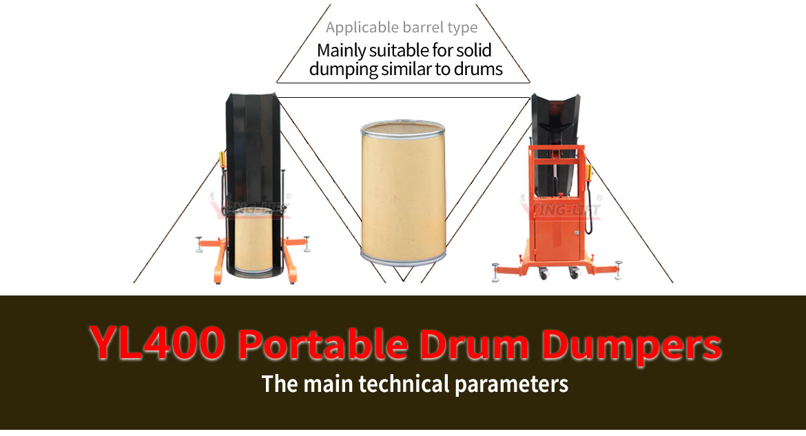 400kg capacity Drum Dumper with 1500mm dumpering height