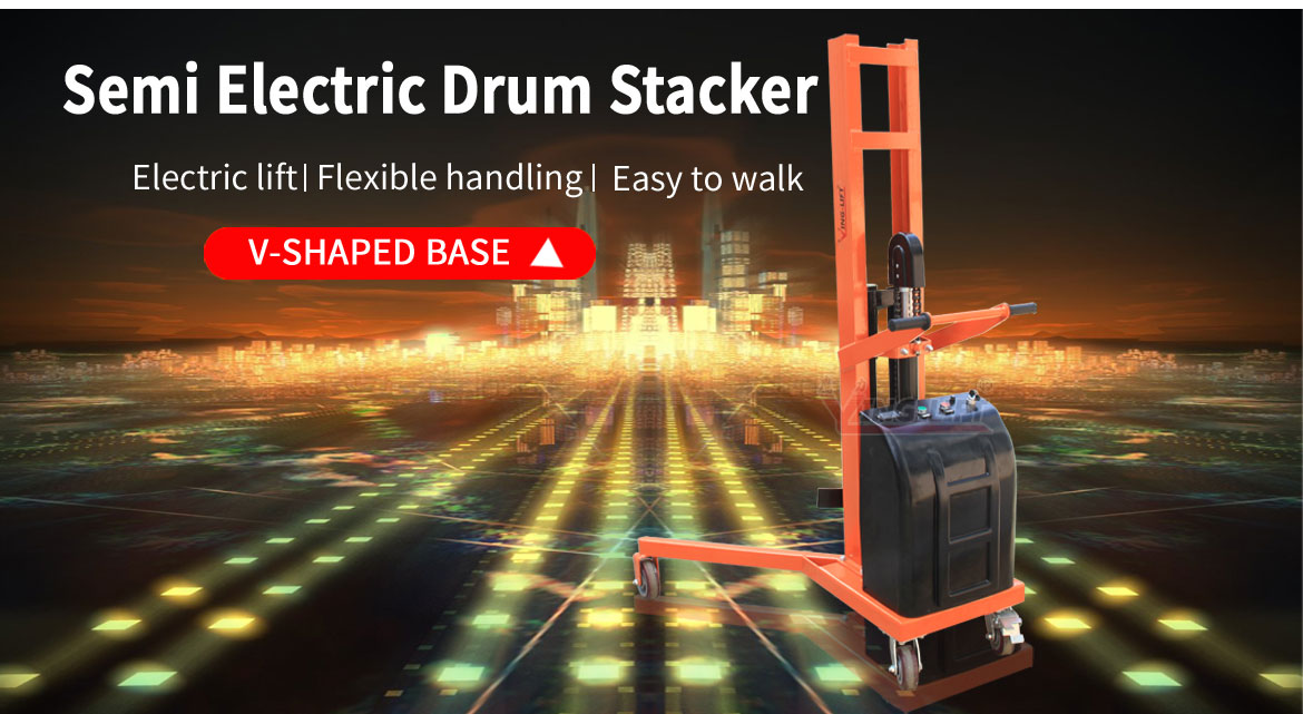 V-Shaped Base Semi Electric Drum Stacker