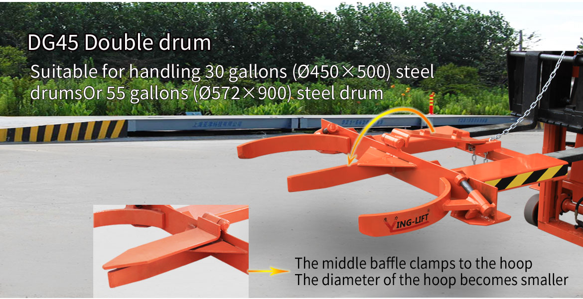 Heavy-duty 680kg Capacity Drum Grab For Double Steel Drums