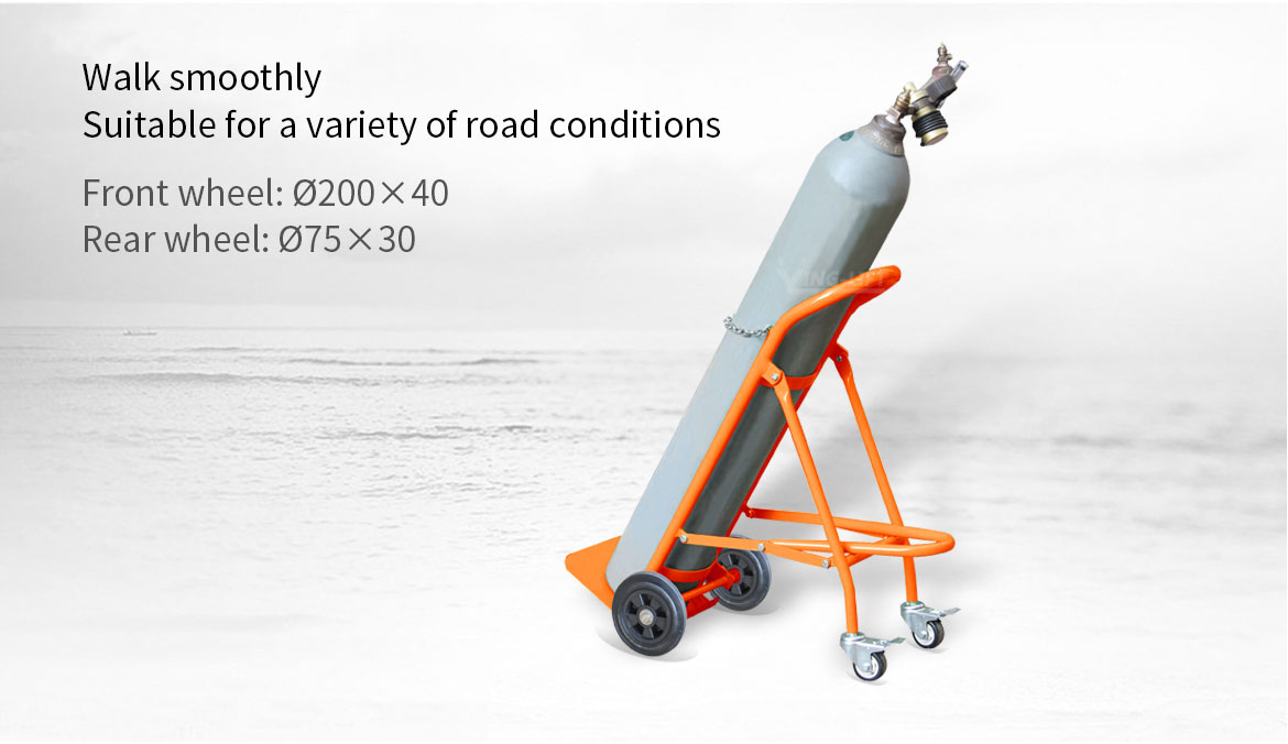 Solid Rubber Wheels Hand Trolley For Gas Cylinder