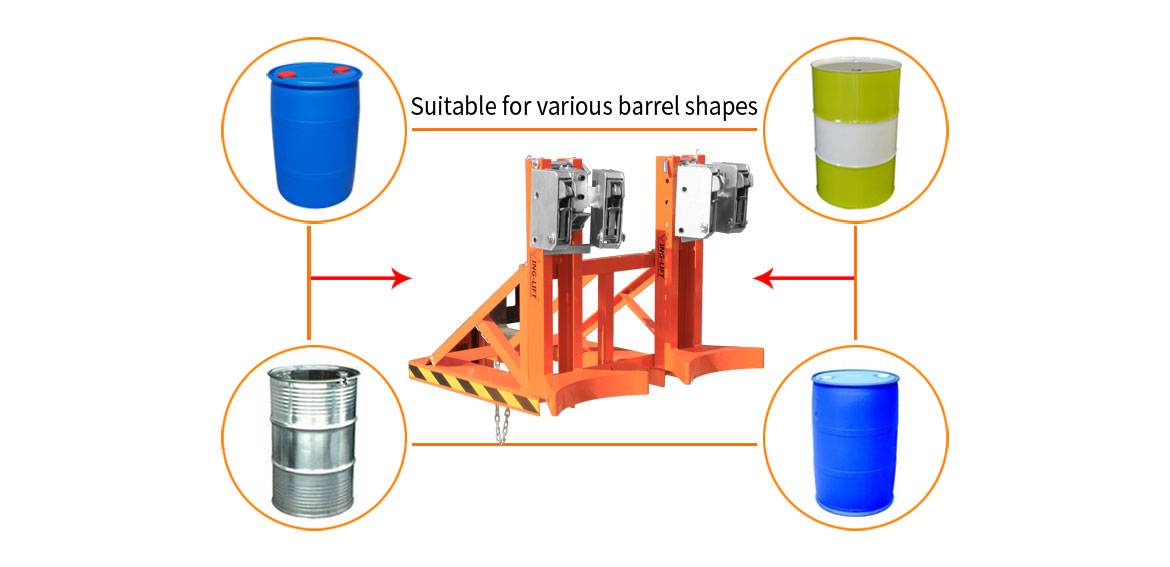 Adjustable Forklift Drum Grab With Double Grippers