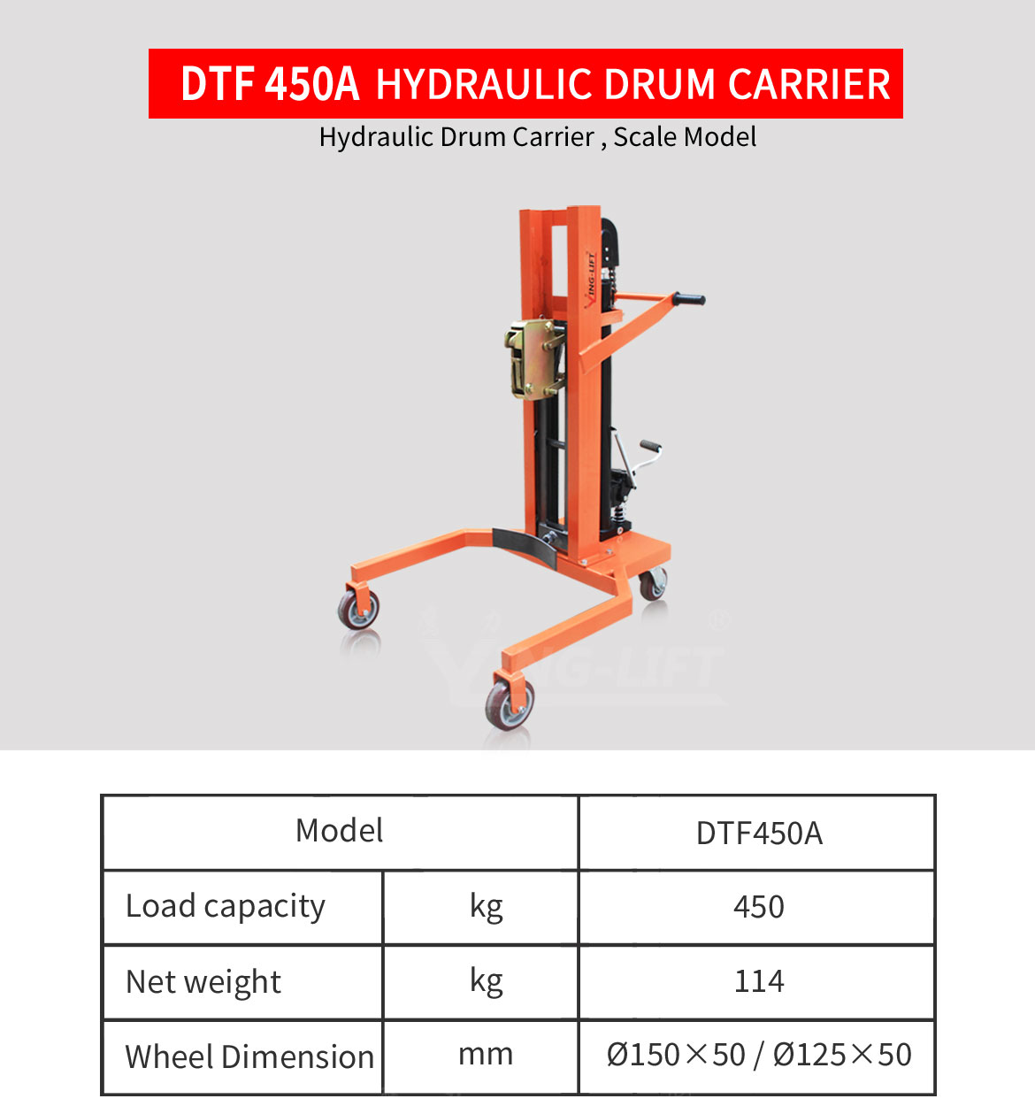 Foot-pedaled Hydraulic Drum Handlers with U-shaped Base