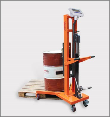 BEST SELLING 450KG V-shaped Pedaled Hydraulic Drum Transporters with Scale