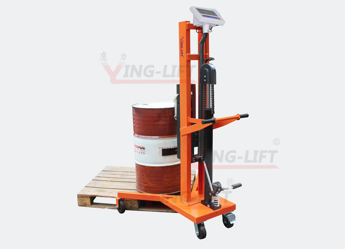 BEST SELLING 450KG V-shaped Pedaled Hydraulic Drum Transporters with Scale