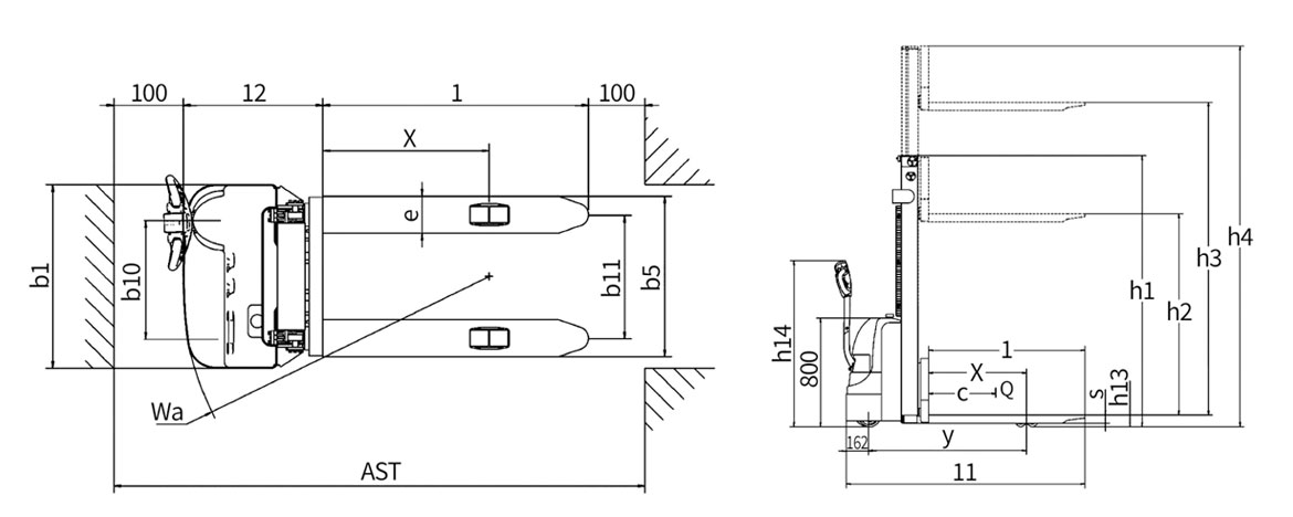 Technical data of electric stacker YLFE10