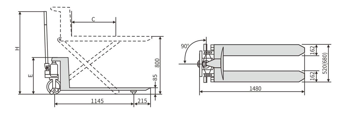 Double cylinder high-lifting carrying vehicle
