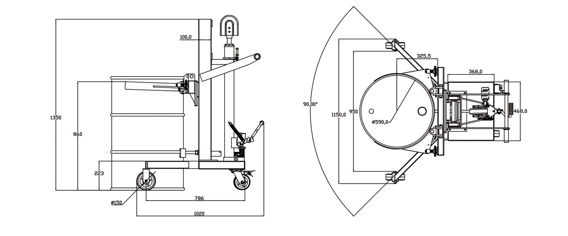 DTF350K Hydraulic Drum Carrier